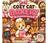 Cozy Cat Bakery Bold & Easy Coloring Book: 30 Cute & Cozy Bakery Scenes Featuring Adorable Cats, Fresh Bread, Cakes, Cookies, Pastries, and Sweet Treats to Color