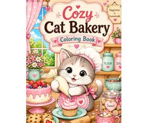 COZY CAT BAKERY COLORING BOOK: Relaxing Coloring Pages Filled with Cats, Cakes, and Cozy Charm