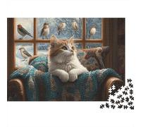 Cozy Cat by Window 1000 Pezzi Cartone Extra Spesso Puzzle Classico Senior Jigsaw Entusiasti Sfida Del Gioco Educativo 70x50cm/1000pcs