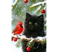 Cozy Cat & Cardinal Lined Journal: Aesthetic Winter Notebook for Daily Writing, Notes, Journaling & Reflection