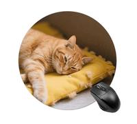 Cozy Cat Gaming Mousepad Simpatico tappetino per mouse da donna rotondo con base in gomma antiscivolo lavabile tappetino per mouse per computer portatile casa ufficio scrivania 19,8 x 20,8 cm