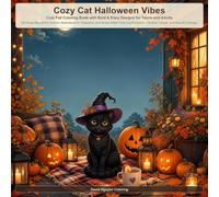 Cozy Cat Halloween Vibes: Cute Fall Coloring Book with Bold & Easy Designs for Teens and Adults: 48 Simple Big Witchy Autumn Illustrations for ... Candles, Leaves, and Moonlit Cottages