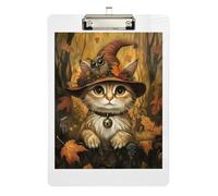 Cozy Cat Library - Lavagna da viaggio in acrilico caldo, con clip in metallo a basso profilo, per donne, uomini, insegnanti, infermieri, 31 x 23 cm