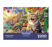 Cozy Cat On Chair Puzzle in Cartone Extra Spesso Da 1000 Pezzi, Cute Pet, Ultra Difficile, Allenamento Mentale, Puzzle Più Votato, Alta Qualità, Sfida 38x26cm/1000pcs