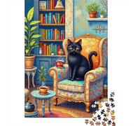 Cozy Cat Reading Nook Puzzle Da 1000 Pezzi Puzzle Adulti Impegnativo E Difficile Per Straordinario Per Adulti E Bambini A Partire Da 12 Anni 38x26cm/1000pcs