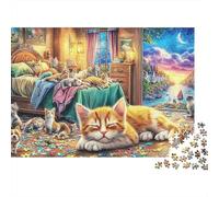 Cozy Cat Room Set Puzzle in Cartone Robusto Da 1000 Pezzi, Napping Kittens, Puzzle Fai Da Te, Gioco Educativo, Sfida, Attività Divertente, Creatività, Arte 70x50cm/1000pcs
