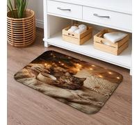 Cozy Cat Tappetino da bagno ad asciugatura rapida, stile rustico vintage, assorbente, antiscivolo, tappetino da doccia, in flanella, lavabile, per bagno, WC, decorativo, 50 x 81 cm