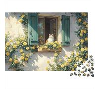 Cozy Cat Window Scene Puzzle Impossibili 1000 Pezzi Interesting Decorazione Per La Casa. Rilassamento E Intelligence Per Adulti E Ragazzi Da 14 Anni 52x38cm/1000pcs