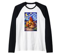 Cozy Chicken Playing Guitar Whimsical Art Music Farmer Hen Maglia con Maniche Raglan