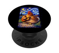 Cozy Chicken Playing Guitar Whimsical Art Music Farmer Hen PopSockets PopGrip Adesivo