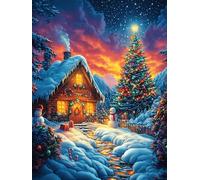 Cozy Christmas Cabin in The Snow Puzzle 300 Pezzi Per Neonati E Bambini Scenery Science Fiction Cartone Atossico Resistente Difficoltà Bassissima Per Attività Educative A Casa Qualità Sicura Certific