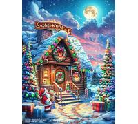 Cozy Christmas Cottage with Lights Rompicapo 300 Pezzi Difficili 3D Cartone Rigido Resistente Tema Architettura Wildlife Pet Per Esperti Per Decorazione E Collezione Qualità Museale 300 PCS