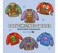 COZY CHRISTMAS SWEATER - STRESS RELIEF COLORING FUN: OVER 50 COLORING PAGES OF RELAXING, SILLY, CUTE AND UGLY HOLIDAY SWEATERS