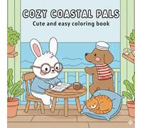 Cozy Coastal Pals: Cute and Easy Coloring book for all Ages : 50 Beach And Coastal Scenes For Relaxation And Stress Relieving
