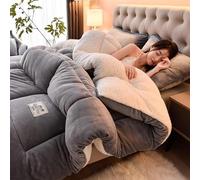 Cozy Copriletto invernale in cashmere e velluto di agnello, morbido e spesso, soffice coperta trapuntata (150 x 200 cm, 2 kg, grigio), ideale per le notti fredde