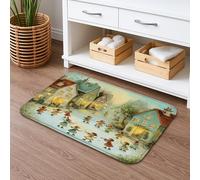 Cozy Cottage Tappetino da bagno ad asciugatura rapida, motivo rustico con casa assorbente, antiscivolo, tappetino da doccia, decorativo autunnale, lavabile, per bagno, WC, 50 x 81 cm