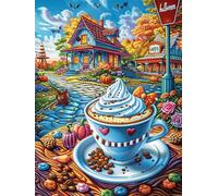 Cozy Cottage with A Cup of Coffee Puzzle 300 Pezzi Rompicapo Creativo Artistico Science Fiction Magical Dream Stimolo Della Creatività Attività Per Il Tempo Libero Regalo Per Persone Creative 300 PCS