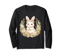 Cozy Cottagecore Bunny Carino Floreale Coniglio Pasqua Estetica Maglia a Manica