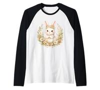 Cozy Cottagecore Bunny Carino Floreale Coniglio Pasqua Estetica Maglia con Maniche Raglan