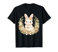 Cozy Cottagecore Bunny Carino Floreale Coniglio Pasqua Estetica Maglietta