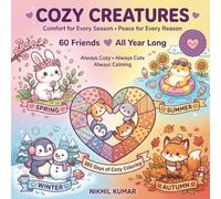Cozy Creatures - 60 Friends All Year Long: Happy Kawaii Coloring Book for Adults - Cute Animal Therapy for Stress Relief & Mindfulness
