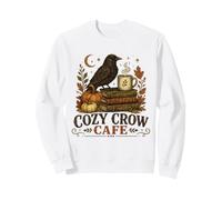 Cozy Crow Cafe, Design Vintage per Amanti del caffè Autunnale Felpa