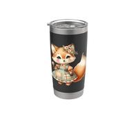 Cozy Cute Fox Cottagecore Floral Art Bicchiere termico in acciaio inox doppia parete