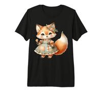Cozy Cute Fox Cottagecore Floral Art Maglietta Premium