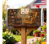 Cozy Dachshund Reading Autumn Library - Coperture magnetiche per cassetta | Accogliente tema biblioteca, copertina per cassetta postale, libro di lettura bassotto, atmosfera autunnale