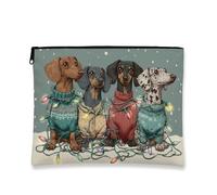 Cozy Dogs - Trousse per trucchi da donna, in tela, con cerniera, stile vintage, da viaggio, per l'inverno, Multi, 7x9 Inch, Cani