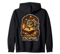 Cozy Dragon Reader Fantasy Core Attualmente in Fuga Felpa con Cappuccio