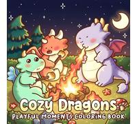 Cozy Dragons Coloring Book: Fantasy Animals Coloring Pages featuring Tiny Winged Companions in Cute Hygge Moments Illustrations for All Ages Relaxation and Creative