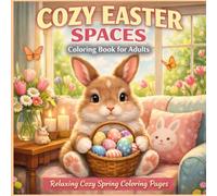 Cozy Easter Spaces Coloring Book for Adults: Relaxing Cozy Spring Coloring Pages with Cute Bunnies, Easter Eggs, Cozy Rooms, Bunny Cafes and Peaceful Easter Scenes