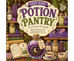 Cozy Easy Potion Pantry: 40 Magical Coloring Pages Filled with Potions, Herbs, Crystals, Mushrooms, Dragons, and Enchanted Pantry Treasures