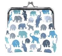Cozy Elephant Blue Portafoglio da donna personalizzato con fibbia in pelle e chiusura a bacio, Accogliente elefante blu, UNITALLA Classic, Accogliente elefante blu, UNITALLA Classic, Accogliente
