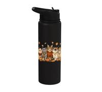 Cozy Fall Autumn Cute Cat Funny Cat Kitten Lover Stainless Steel Insulated Water Bottle