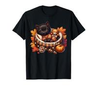 Cozy Fall Cat in Kitten Pajamas for Cats And Autumn Cat Lady Maglietta