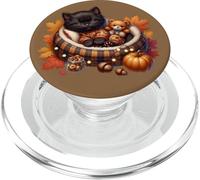 Cozy Fall Cat In Kitten Pajamas For Cats And Autumn Cat Lady PopSockets PopGrip per MagSafe