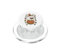 Cozy Fall Ghost Reading on Pumpkin Retro Halloween Vibes PopSockets PopGrip per MagSafe
