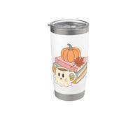 Cozy Fall Reading Ghost Coffee Books Pumpkin Autumn Vibes Bicchiere termico in acciaio inox doppia parete