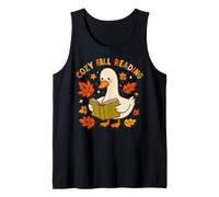 Cozy Fall Reading Goose Book Lover T-Shirt Canotta