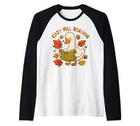 Cozy Fall Reading Goose Book Lover T-Shirt Maglia con Maniche Raglan