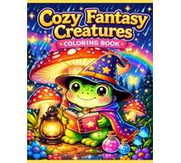 Cozy Fantasy Creatures Coloring Book: Bold and Easy Cute Dragons, Unicorns, Fairies and Magical Animals in Cozy Daily Life Scenes for Relaxation