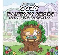 Cozy Fantasy Shops: A Relaxing Bold and Easy Coloring Book Featuring 40 Adorable Magical Miniature Houses, Cute Animal Cafes, and Whimsical Fairytale Homes for Stress Relief