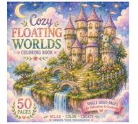 Cozy Floating Worlds: Dragon Castle Coloring Book: 50 Whimsical Floating Castles, Cute Dragons, Magical Islands and Cozy Fantasy Scenes for Adults and Teens