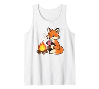 Cozy Fox di Campfire con Hot Chocolate Cartoon Canotta