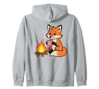 Cozy Fox di Campfire con Hot Chocolate Cartoon Felpa con Cappuccio