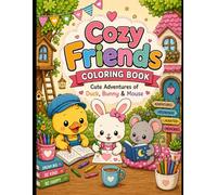 Cozy Friends Coloring Book: Cute Adventures of Duck, Bunny & Mouse