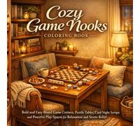 Cozy Game Nooks Coloring Book: Bold and Easy Board Game Corners, Puzzle Tables, Card Night Setups and Peaceful Play Spaces for Relaxation and Stress Relief