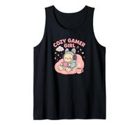 Cozy Gamer Girl Kawaii Cat Console di Gioco Pastello Canotta